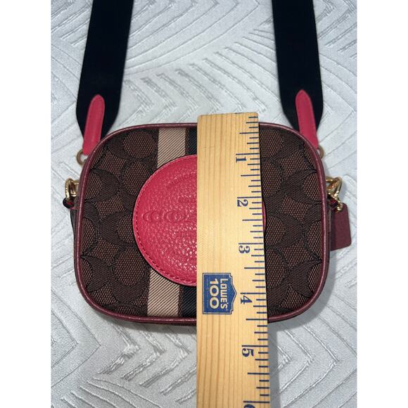 Coach Mini Dempsey Camera Bag Signature Jacquard Stripe With Patch - Picture 7 of 10